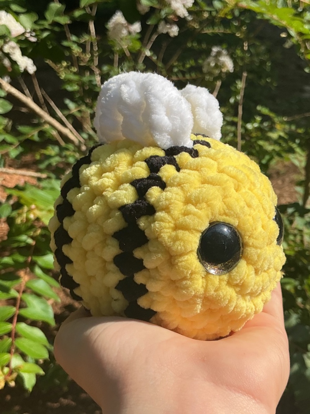 Crocheted bee plushie for kids ages 5-12